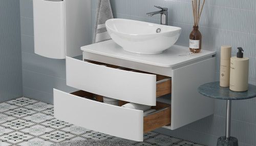 Тумба под раковину Velvex LUNA tp.LUN.80.2Y 80х50 подвесная цвет белый - фото 3