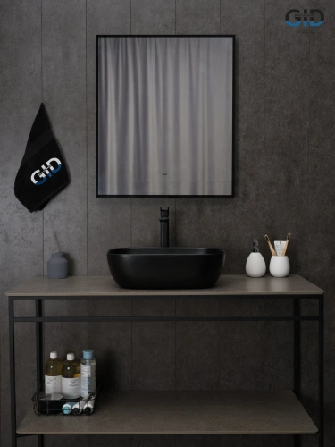 Раковина керамическая Gid Geométrico 53367 50х30 накладная цвет черный без отверстий под смеситель - фото 3