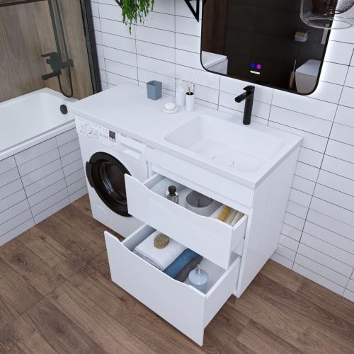 Раковина из искусственного камня Grossman Камилла 1101017 120х50 накладная цвет белый 1 отверстие под смеситель - фото 3