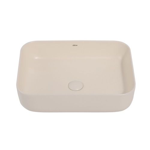 Раковина из сантехнического фаянса Abber RECHTECK AC2202MBE 50х40 накладная цвет бежевый без отверстий под смеситель - фото 3