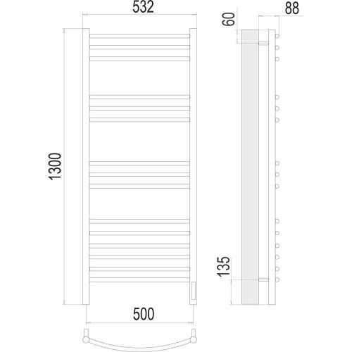 Полотенцесушитель электрический Terminus 4670078527349 55х130 хром - фото 3