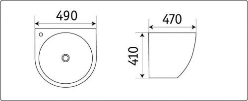 Раковина из сантехнического фаянса CeramaLux 500FBW 50х50 подвесная цвет черный 1 отверстие под смеситель - фото 2
