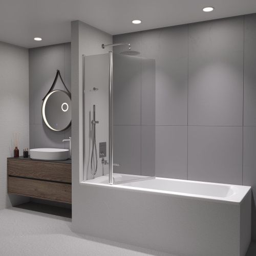 Душевая шторка на ванну RGW Screens 03111110-11 100х140 стекло прозрачное профиль хром ориентация универсальная - фото 4