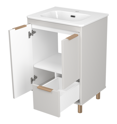 Тумба под раковину Brevita Risacca RIS-06060-0342Я 60х50 напольная цвет серый - фото 4