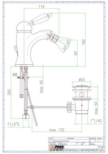 Смеситель Fiore Imperiale 83OO5321 на биде золото - фото 2
