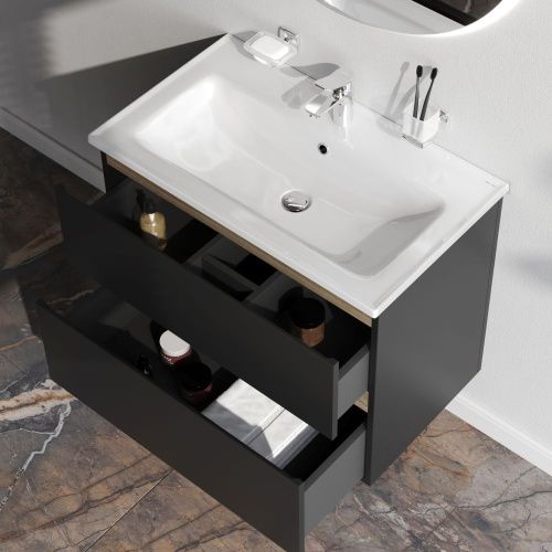 Тумба под раковину Am.Pm X-Joy M85AFHX0802BM 80х40 подвесная цвет черный - фото 4