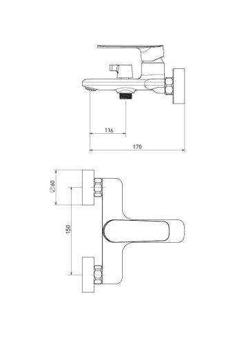 Смеситель для ванны Tokito YAMANASHI TOK-YAM-1014 настенный хром - фото 2