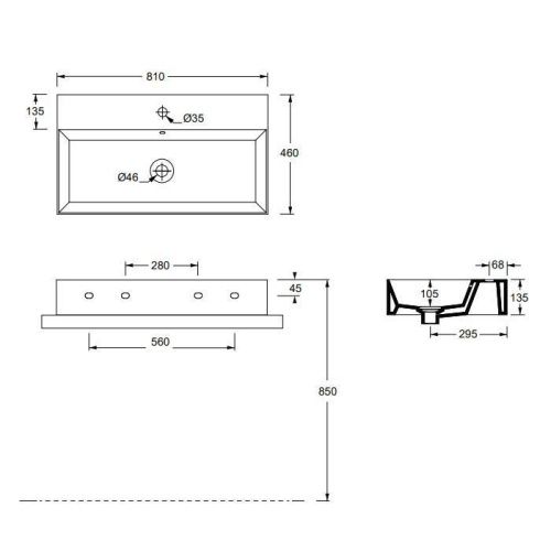 Раковина керамическая Alice Spy 34330101 80 см подвесная цвет белый 1 отверстие под смеситель - фото 2