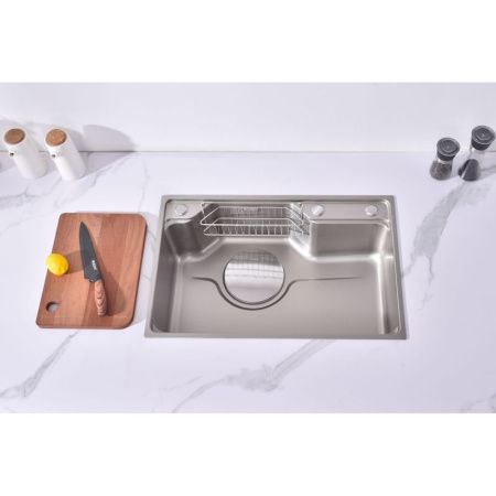 Кухонная мойка Fmark FSC7846L 80х45 цвет серый поверхность матовая