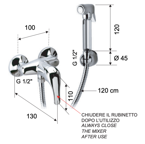 Гигиенический душ со смесителем Remer C332REZDO золото - фото 3