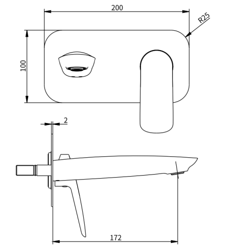 Смеситель Savol SK-H7207 встраиваемый в стену хром - фото 2