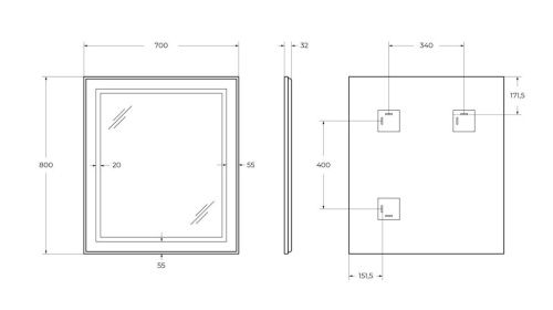 Зеркало с подсветкой BelBagno Kraft SPC-KRAFT-700-800-SENS-NERO 70х80 подвесное - фото 5