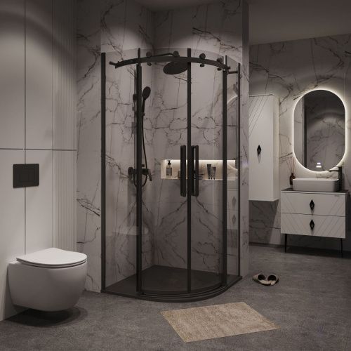 Душевой уголок Grossman Classic 301.K33.04.9090.21.00 90х90 стекло прозрачное профиль черный без поддона - фото 3