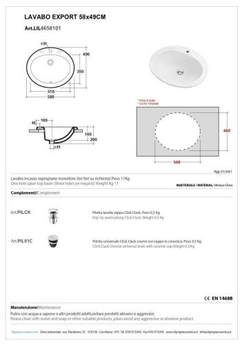 Раковина керамическая Olympia Open LIL4658101 60х50 встраиваемая цвет белый - фото 2