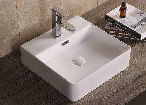 Раковина из сантехнического фарфора Cerutti SPA CR7602B 40х40 накладная цвет белый 1 отверстие под смеситель