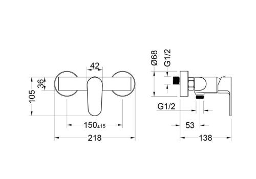 Комплект смесителей Aquatek ОБЕРОН AQ1232CR настенный хром - фото 4