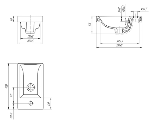 Раковина мебельная керамическая Cersanit Como 40 S-UM-COM40/1-w 40х20 накладная цвет белый 1 отверстие под смеситель - фото 4