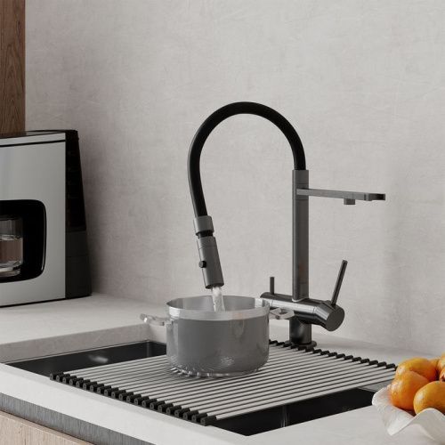 Смеситель для кухни IDDIS Ace ACEGMFFi05 на столешницу графит - фото 2