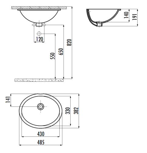 Раковина из сантехнического фарфора Creavit TP211-00CB00E-0000 50х40 встраиваемая цвет белый 1 отверстие под смеситель - фото 2