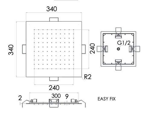 Верхний душ Remer 357EFS34BG 35х35 золото - фото 2