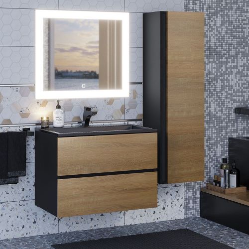 Тумба с раковиной Uperwood Barsa 298301042 70х50 цвет коричневый/черный - фото 2