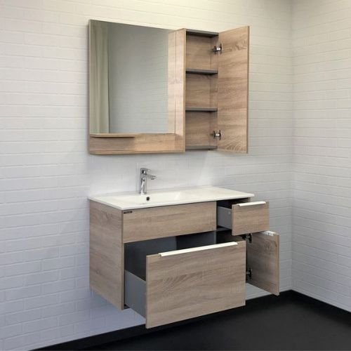 Зеркало-шкаф Comforty Варна 00-00009918CF 90х80 подвесной цвет бежевый/белый - фото 5