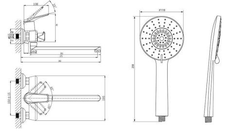 Смеситель для ванны Rush Nevis NE1735-51 настенный хром - фото 2