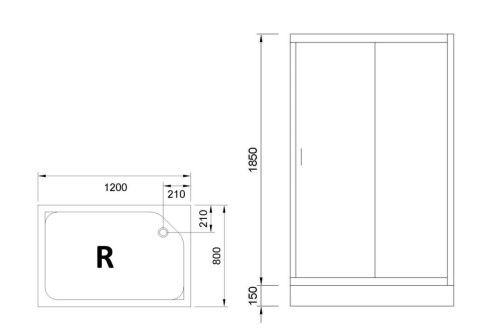 Душевой уголок Royal Bath HP RB8120HP-C-BL-R 120х80 стекло матовое профиль черный с поддоном - фото 3