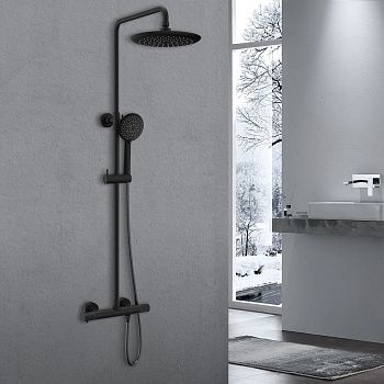 Душевая стойка Vincea Desire VSFS-1D0TMB настенная цвет черный с термостатом