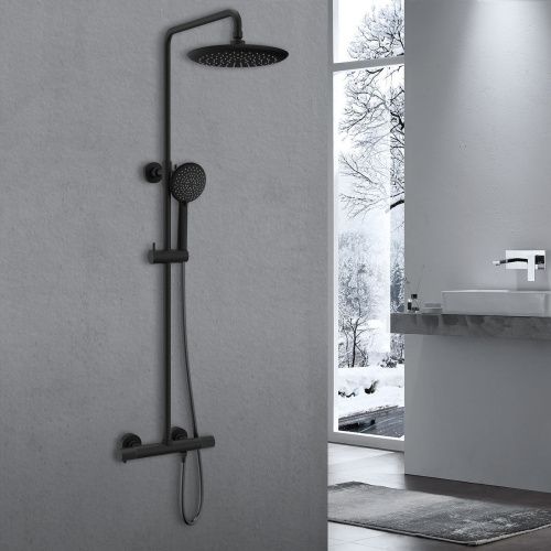 Душевая стойка Vincea Desire VSFS-1D0TMB настенная цвет черный с термостатом