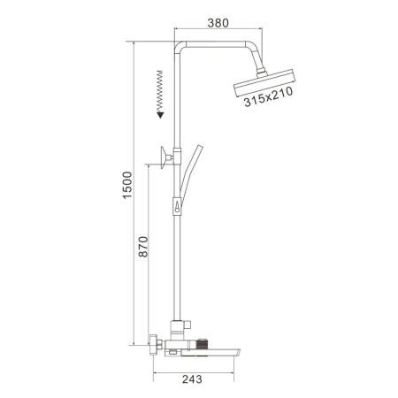 Душевая стойка Rose R1896H настенная цвет черный с термостатом