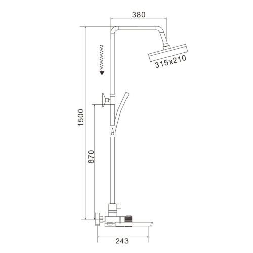 Душевая стойка Rose R1896H настенная цвет черный с термостатом - фото 3