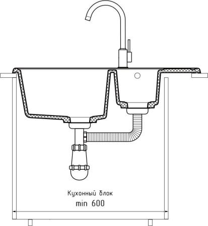Кухонная мойка Granfest Quarz 21К серый 75х50 цвет серый поверхность матовая