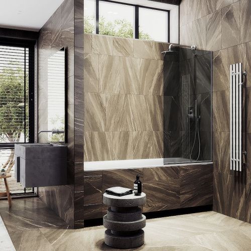 Душевая шторка на ванну Maybah Glass MGV-152-5у 75х140 стекло тонированное профиль хром ориентация универсальная - фото 3