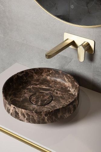 Раковина из искусственного камня Boheme Corian 801-ED 40х40 накладная цвет коричневый - фото 2