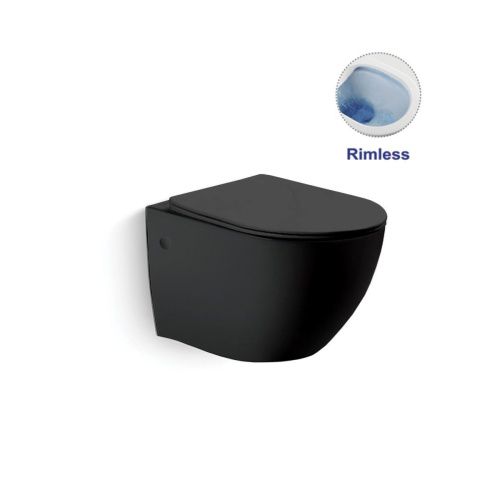 Унитаз подвесной Vincea Globo VT1-14MB черный с сиденьем микролифт безободковый душевой смыв - фото 2