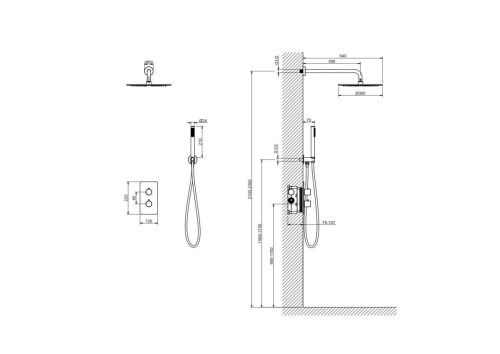 Душевая система Aquatek Европа AQ1376BGM встраиваемая в стену цвет вороненая сталь с термостатом - фото 3