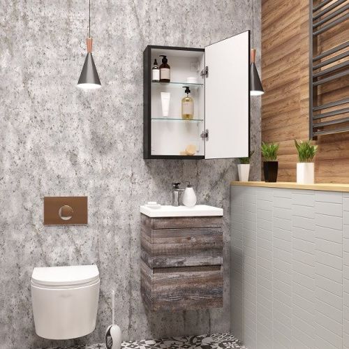 Зеркало-шкаф Art&Max TECHNO AM-Tec-350-650-1D-R-DS-F-Nero 40х70 подвесной цвет черный - фото 2