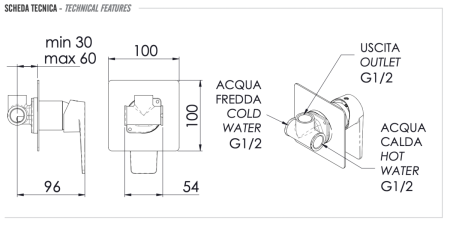 Смеситель для душа Remer Dream D30 встраиваемый в стену хром