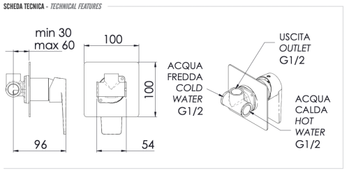 Смеситель для душа Remer Dream D30 встраиваемый в стену хром - фото 2