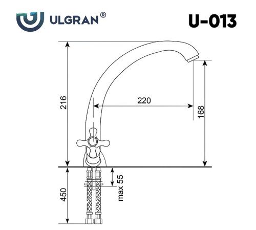 Смеситель для кухни Ulgran Classic U-013-342 на мойку графит - фото 5