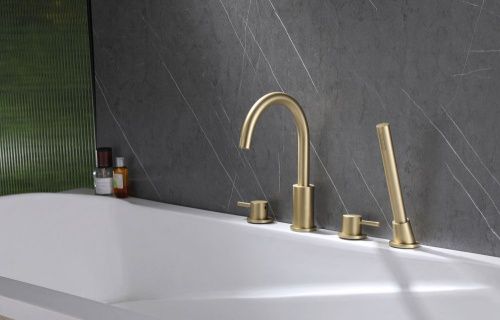 Смеситель Abber Wasser Kreis AF8113G на борт ванны золото - фото 2