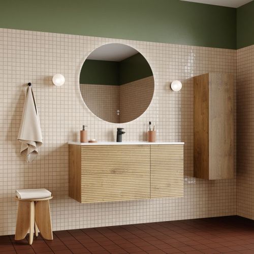 Тумба с раковиной Iddis Bild BIL10V0i95K 100х50 подвесная цвет коричневый - фото 4