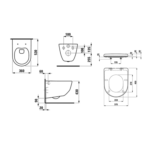 Унитаз подвесной Laufen Pro 6.2096.6.395.000.1 (8.2096.6.000.000.1 + 8.9395.9) белый с сиденьем микролифт безободковый каскадный смыв - фото 2