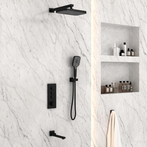 Душевая система Vincea VSFW-433T1MB встраиваемая в стену цвет черный с термостатом