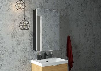 Зеркало-шкаф Art&Max LECCE AM-Lec-560-850-1D-R-DS-F-Nero 60х90 подвесной цвет черный