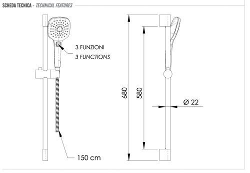 Душевой гарнитур Remer  315L318CP настенный хром - фото 2