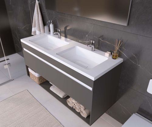 Раковина из искусственного камня Uperwood Modul 2911020342 110х50 полувстраиваемая цвет белый - фото 3