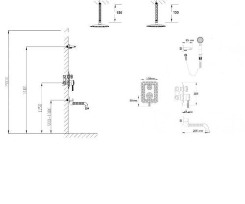 Душевая система Bronze de Luxe 10137/1F встраиваемая в стену цвет бронза - фото 3