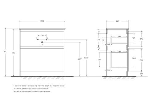 Тумба под раковину BelBagno Kraft 39 KRAFT39-800/390-2C-PIA-BO 80х40 напольная цвет белый - фото 2